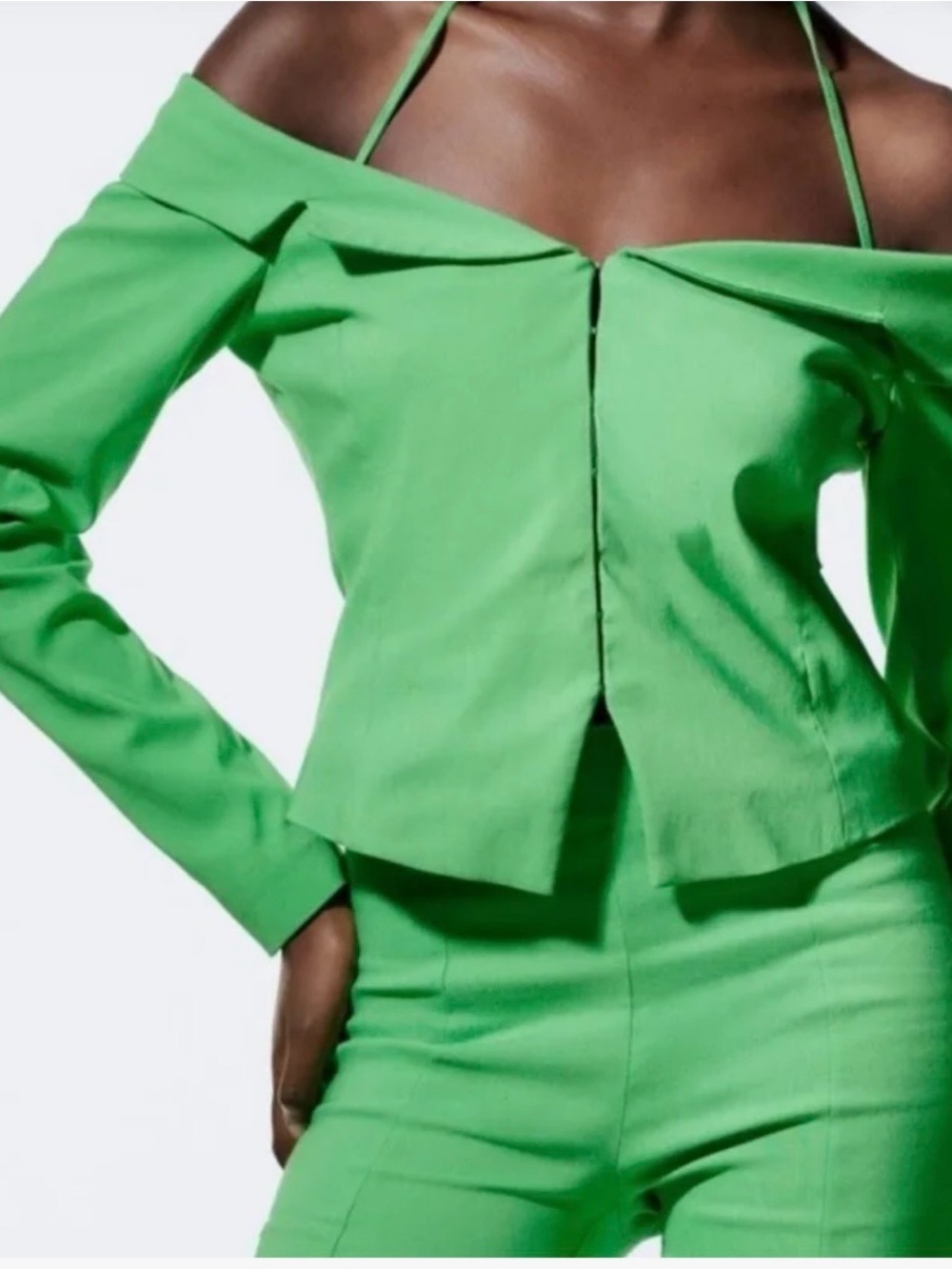 Zara Lime Green Off-Shoulder Jacket